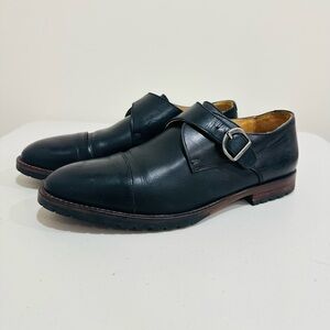 McCarren & Sons Black  Leather Captoe Double Monk Strap Mens 9 Dress Shoe